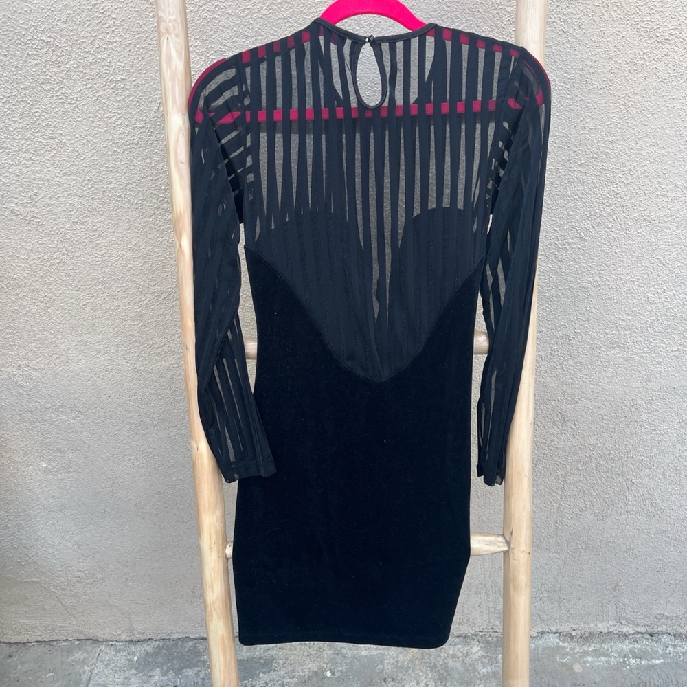 Motel Rocks Black Long Sleeve Plunge Bodycon Dress